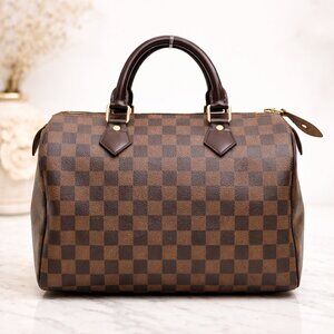 Louis Vuitton Speedy 30 Damier Ebene Satchel Bag | Authentic LV Top Handle